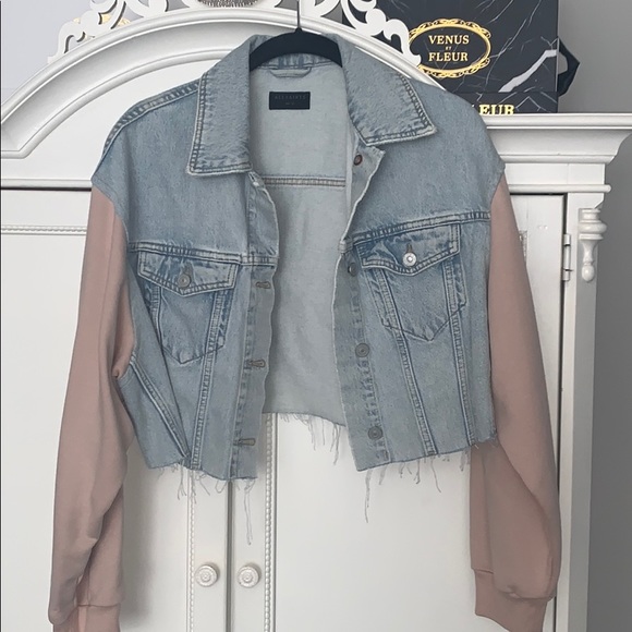 all saints pink denim jacket